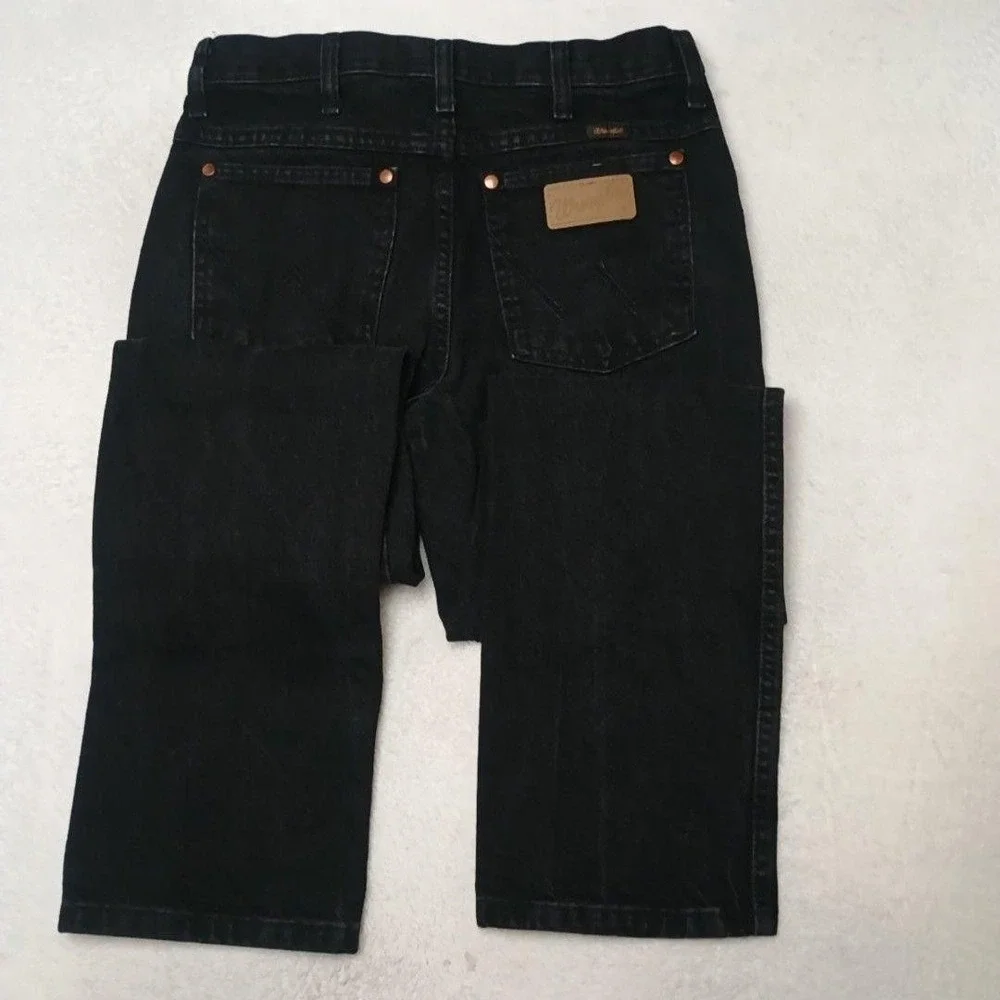 Wrangler Jeans Mens 29x30 Black Slim Cowboy Cut Straight Shadow Denim 936WBK